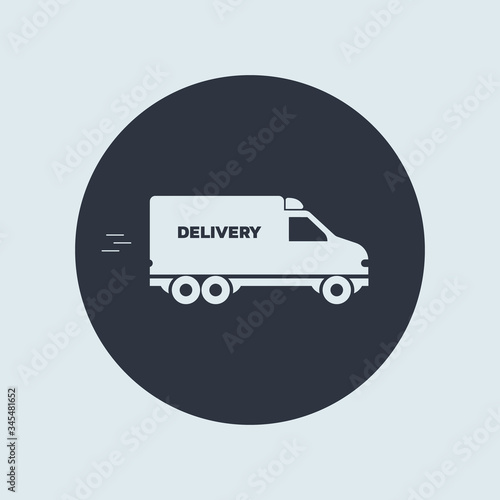 delivery minivan icon. vector simple symbol in flat round style