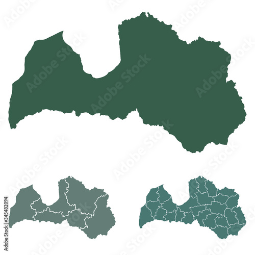 Latvia map outline administrative regions vector template for infographic design. Administrative borders.