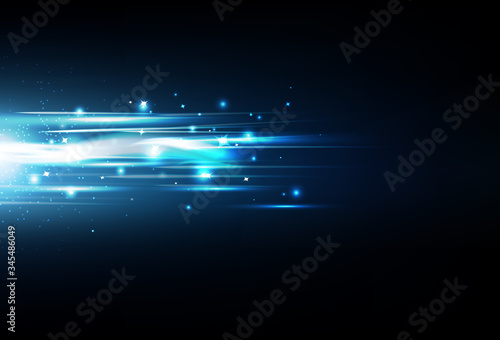 Digital technology abstract background, blue futuristic circuit, curve line motion vector illustration