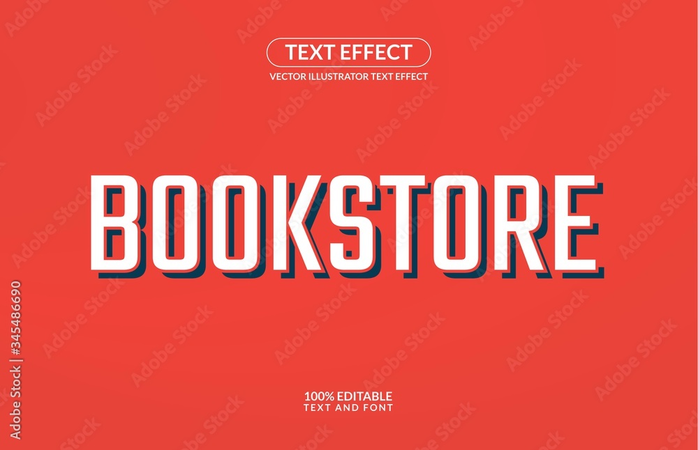 Editable Text Effect Bookstore Vector Style for advertising, social media branding, and many and many More