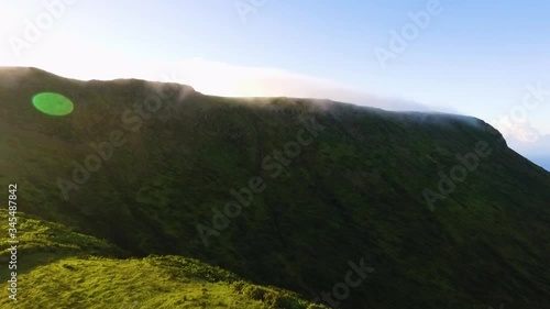Drone footage of Sunrise in Flores Azores Island photo