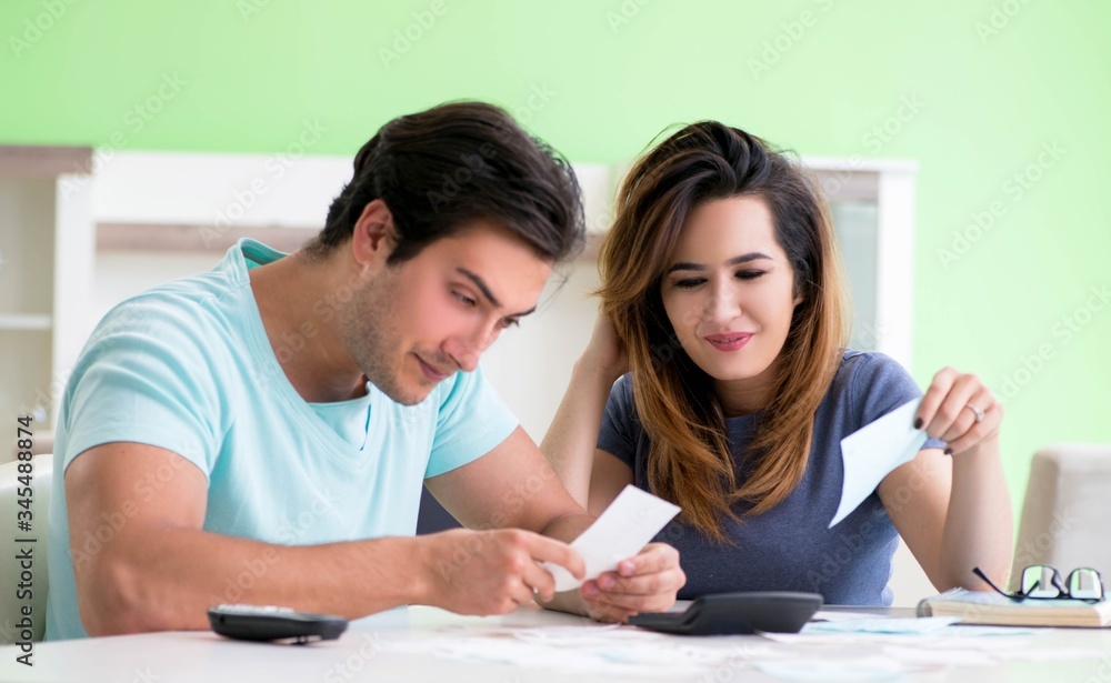 Young family struggling with personal finance Young family struggling with personal finance