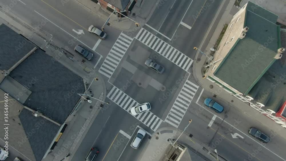 Top down shot of Intersection of a town in America 4K Cinematic Aerial Top down shot of Intersection of a town in America 4K Cinematic Aerial