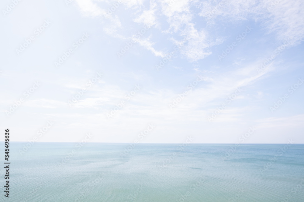 seascape , skyline on ocean . clear blue sky and clouds horizontal full hd picture 300 dpi resolution .