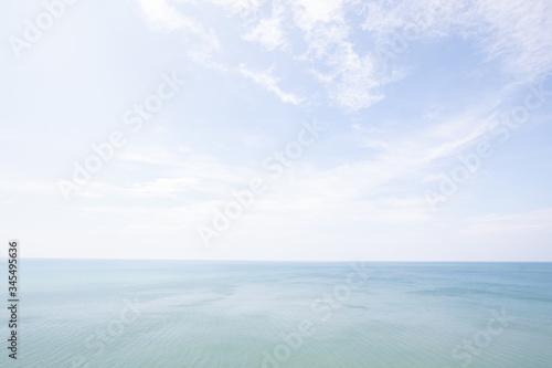 seascape , skyline on ocean . clear blue sky and clouds horizontal full hd picture 300 dpi resolution . © Rattanachai