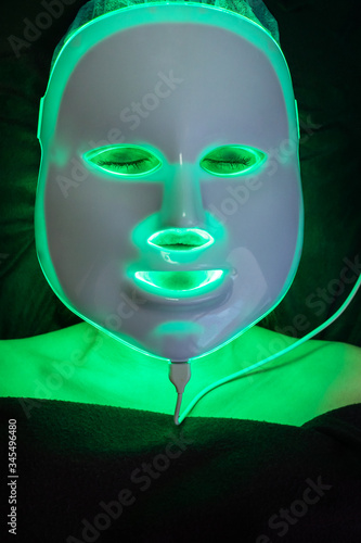 green face mask in beauty parlor photo