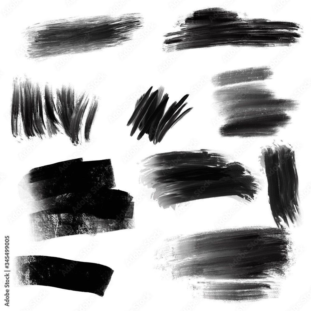 Set of ink strokes. Illustration isolated on white background. Illustration for the decor and design of posters, postcards, prints, stickers, invitations, textiles and stationery. Set of ink strokes. Illustration isolated on white background. Illustration for the decor and design of posters, postcards, prints, stickers, invitations, textiles and stationery.