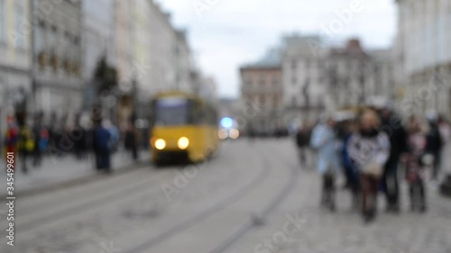 Wallpaper Mural Abstract Defocused Blurred Background of many people on street square Torontodigital.ca