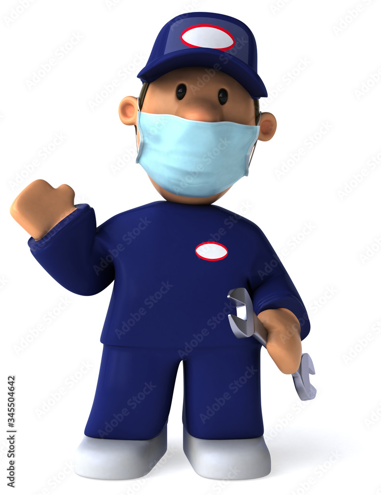 3D Illustration of a cartoon mechanic 3D Illustration of a cartoon mechanic