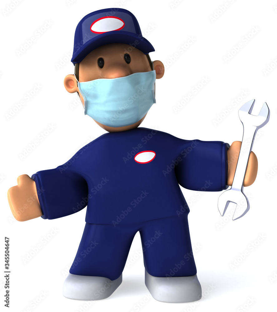 3D Illustration of a cartoon mechanic 3D Illustration of a cartoon mechanic