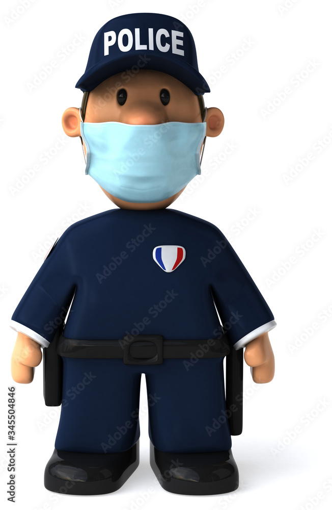 3D Illustration of a cartoon policeman 3D Illustration of a cartoon policeman