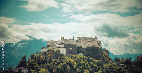 Vacation in Salzburg: Fortress Hohensalzburg in spring time.