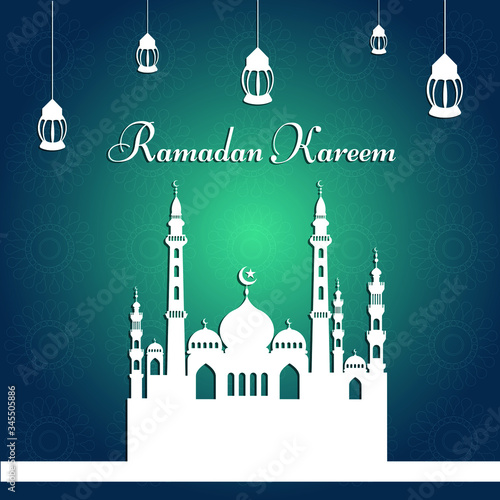 Obraz na plátně Ramadan kareem greeting Vector Illustration, with traditional lantern Light Lamp