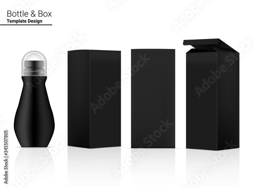 3D Deodorant Bottle Mock up Realistic Cosmetic and Box for Skincare Product on White Background Illustration. Health Care and Medical Concept Design.