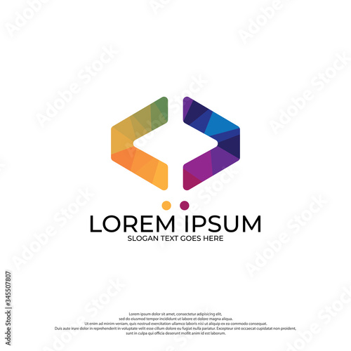 Computer developer icon illustration with colorful style design, Programmer icon template, Coding, Computer language. flat style design isolated on white background