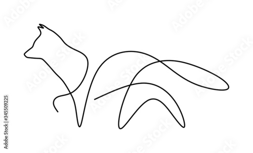 Continuous one line vector illustration of a fox