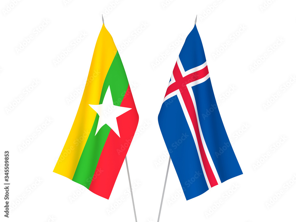 Myanmar and Iceland flags