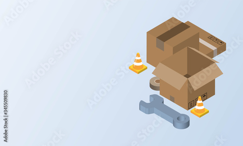 System of Packing online stores there is a delay in the system Website under construction page isometric vector design