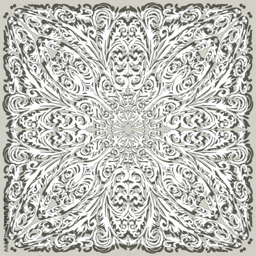 white symmetrical square pattern with shadow on grey