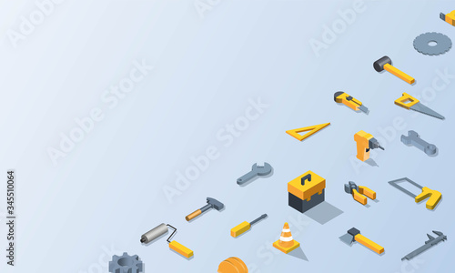Mechanic tool isometric background vector design