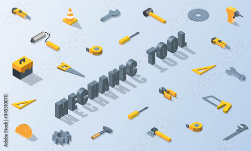 Mechanic tool isometric background vector design