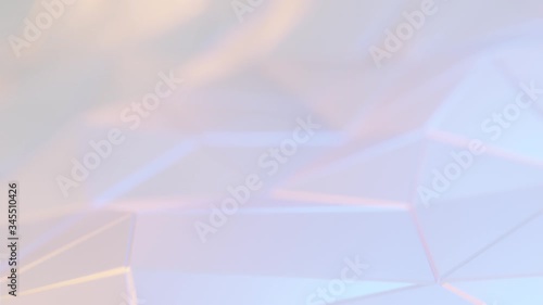 Close up focus white colorful polygon wave loop movement surface abstract background.