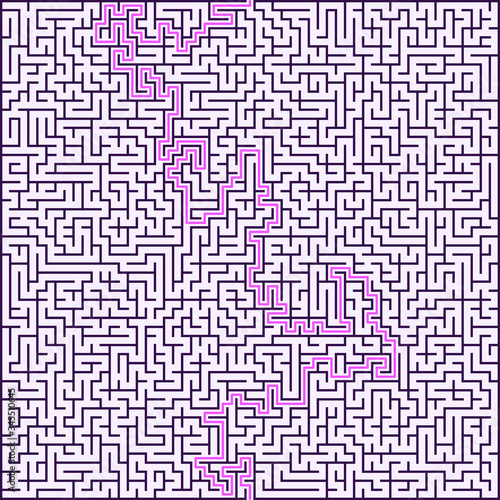 Square maze with solution. ...