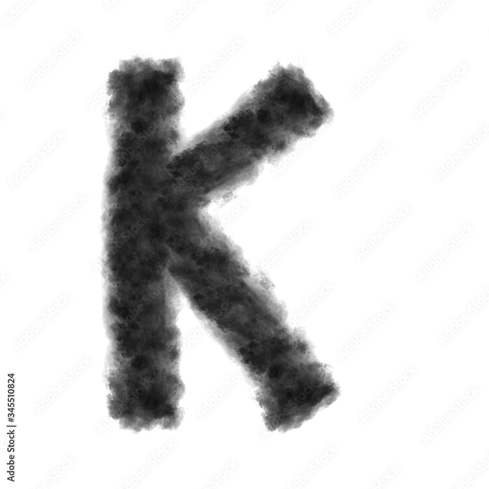 Letter K made from black clouds on a white background. Letter K made from black clouds on a white background.