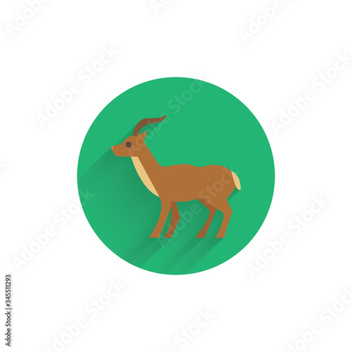 Antelope colorful flat icon with long shadow. Antelope flat icon © Gunel