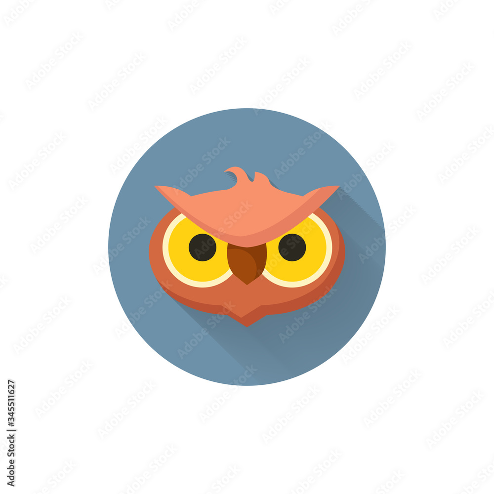 owl colorful flat icon with long shadow. owl flat icon