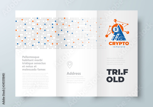 Crypto blockchain coin theme Tri-fold cover design template