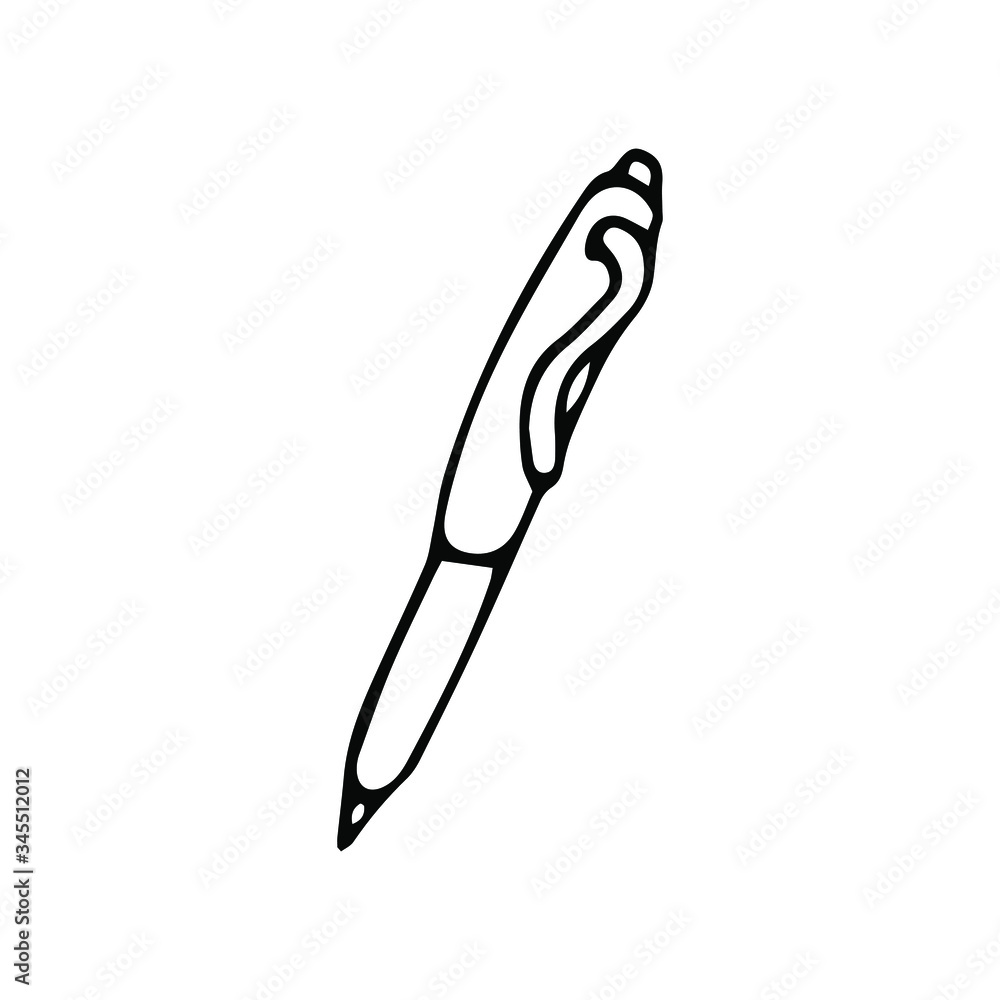 Pen on white background. Vector doodle illustration. Business and education elements. Pen on white background. Vector doodle illustration. Business and education elements.