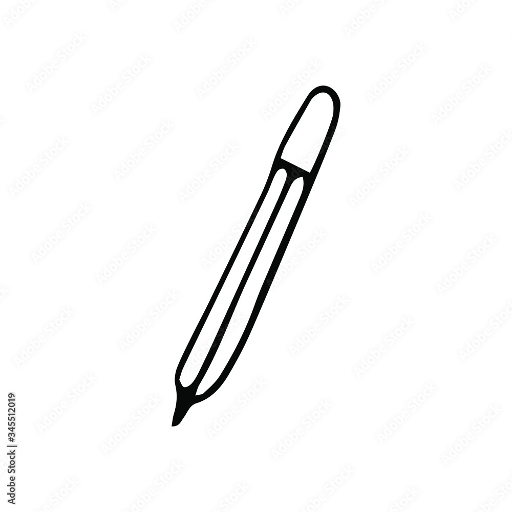 Pen on white background. Vector doodle illustration. Business and education elements. Pen on white background. Vector doodle illustration. Business and education elements.