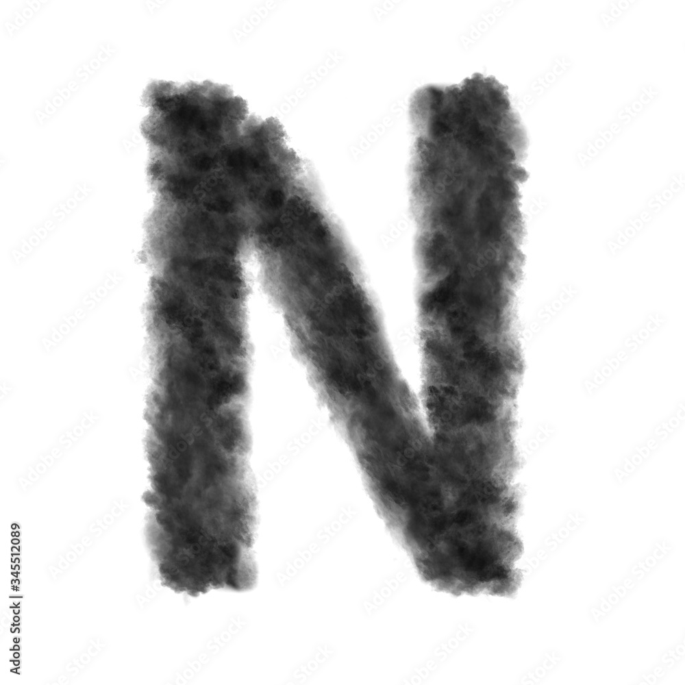 Letter N made from black clouds on a white background. Letter N made from black clouds on a white background.