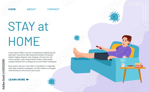 Landing page of stay at home. The perfect template for staying indoors during the covid-19 virus pandemic