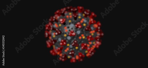 COVID-19 coronavirus 3d image. Abstract electron microscopic imge of coronavirus. SARS-Cov-2 3d illustration. The structure and outer surface model of viral particle.