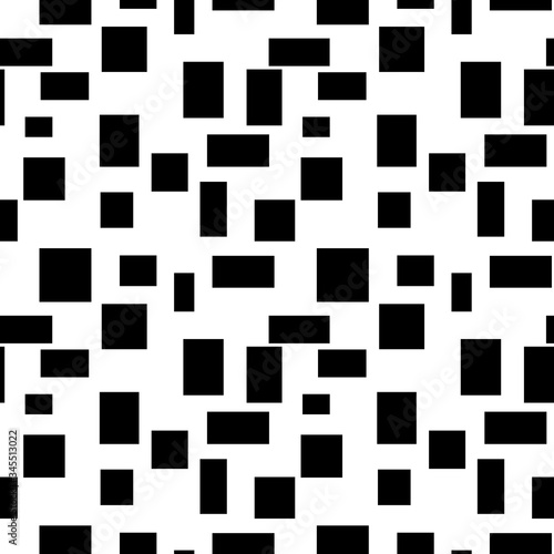 Seamless endless infinity pattern of geometric black rectangle shapes. Drawing for wrapping paper, fabric, wallpaper.