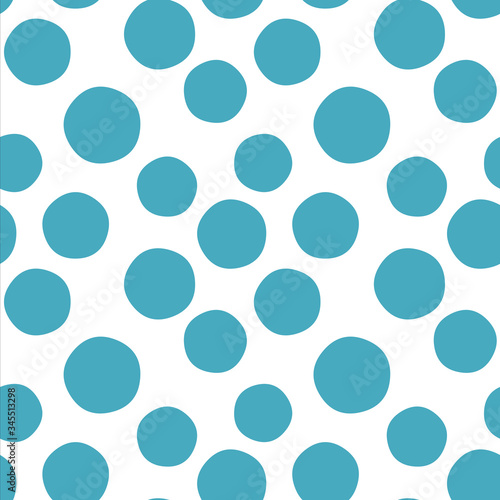 Seamless endless infinity pattern of geometric blue circle shapes. Drawing for wrapping paper, fabric, wallpaper.