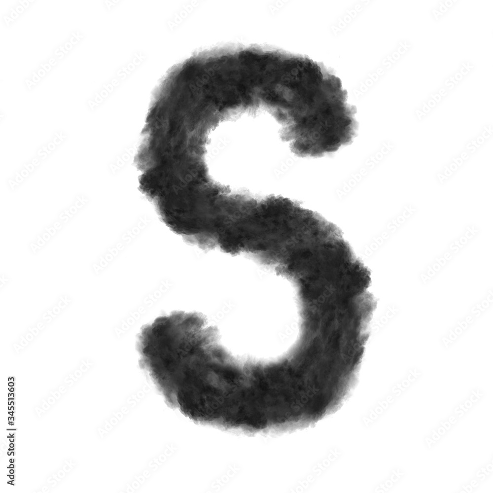 Letter S made from black clouds on a white background. Letter S made from black clouds on a white background.