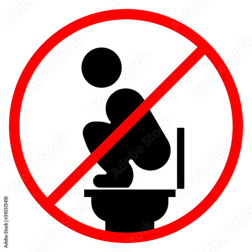 Warning toilet vector sign isolated on white background, do not step on the toilet seat