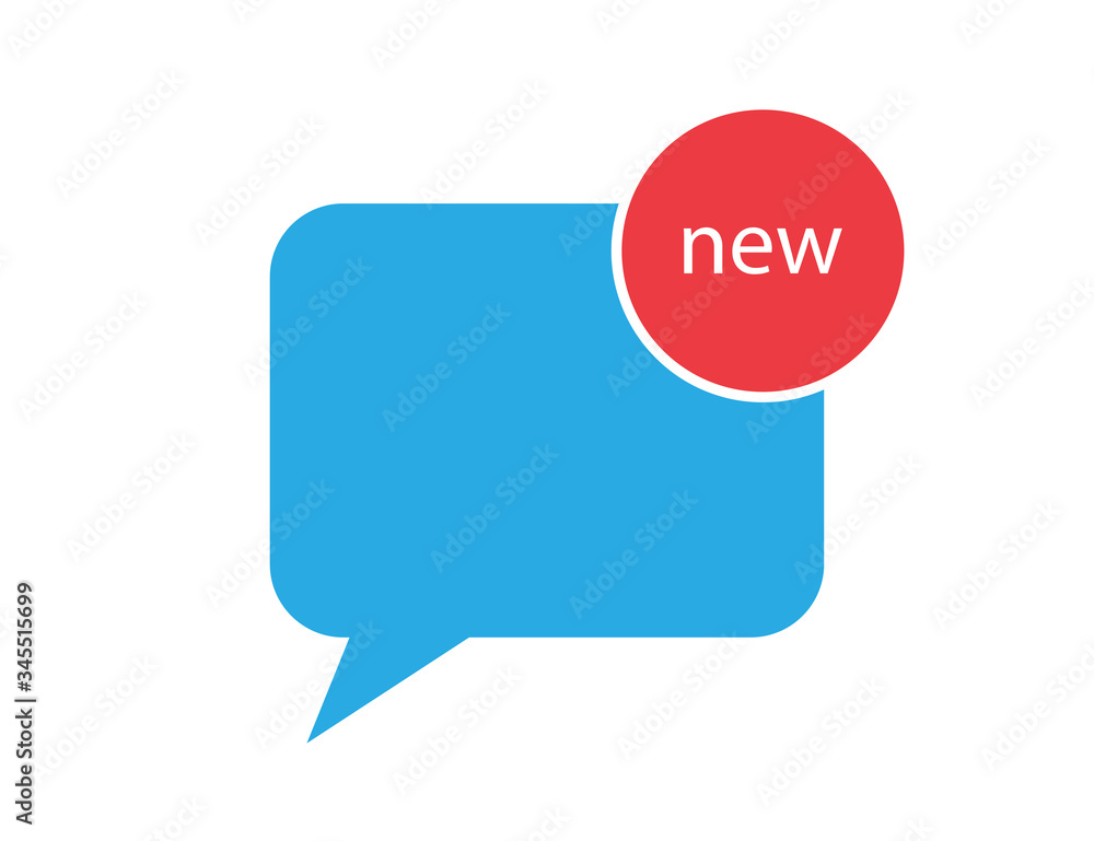 New sms or text notification in blue quote and red circle. Isolated bubble mail notice reminder. Illustration of unread message report. Email text inbox. Notification of sms. Vector EPS 10 New sms or text notification in blue quote and red circle. Isolated bubble mail notice reminder. Illustration of unread message report. Email text inbox. Notification of sms. Vector EPS 10