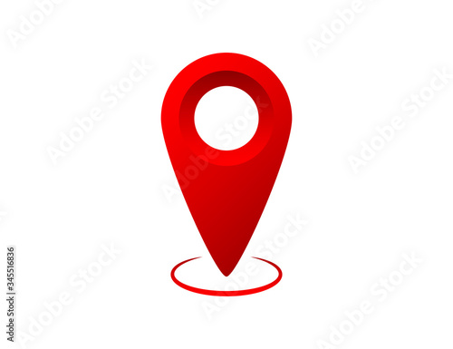 Red gradient map pin tag. Place pointer marker to find location. Isolated GPS label sign. Luxary design of position tag pointer. Direction pinpoint symbol to search location. Vector EPS 10