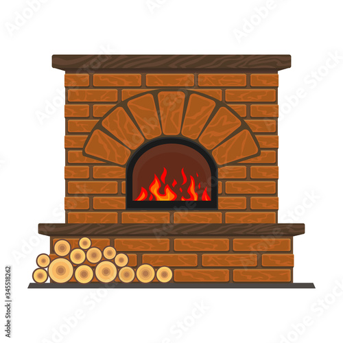 Fireplace vector icon.Cartoon vector icon isolated on white background fireplace.