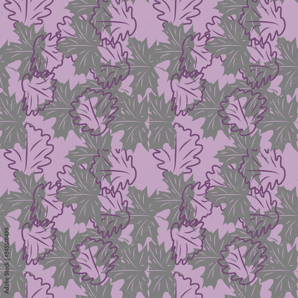 Fototapeta premium seamless pattern with leaves and flowers doodling style