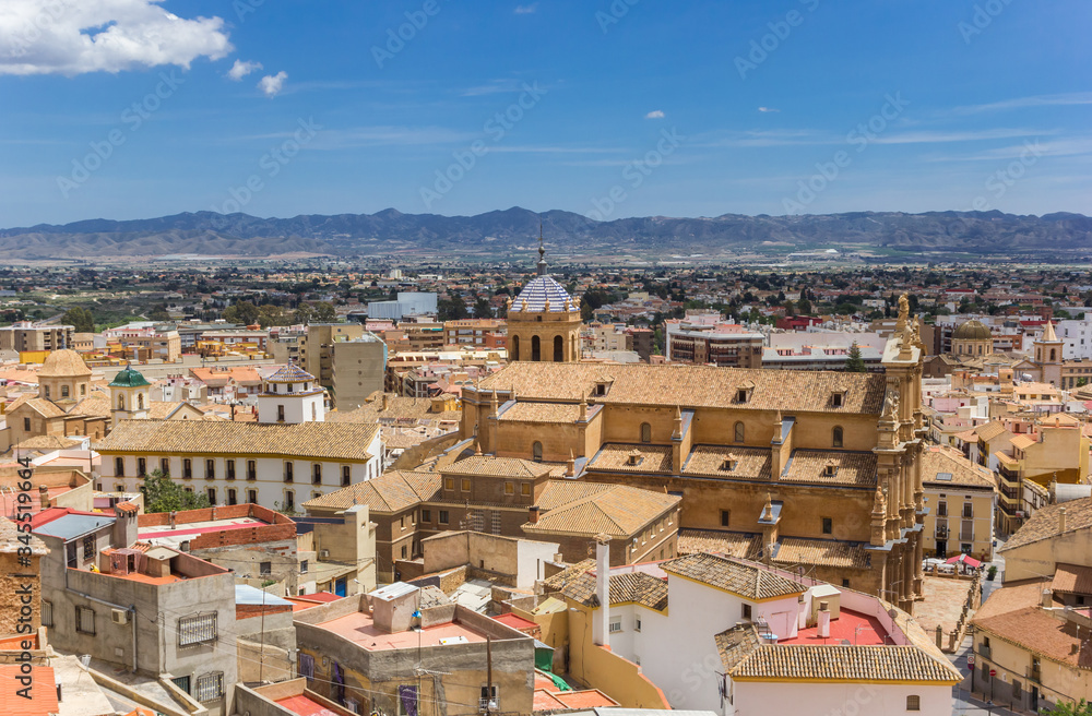 View over historic city Lorca and the surrounding mountains, Spain