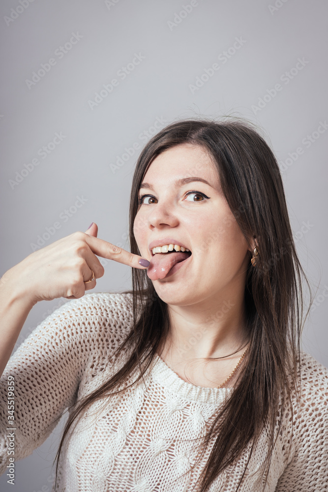 Girl shows the language