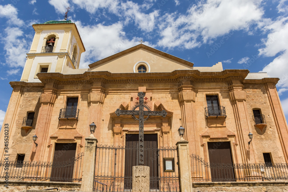 Facade of the historic Santiago church in Lorca, Spain
