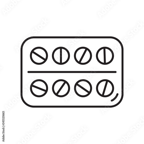 Pills icon symbols medical specialization line style vector logo design element, protection covid 19 vector illustration coronavirus