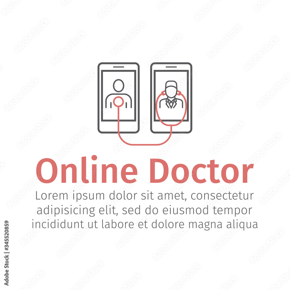 Online Doctor line icon. Vector signs for web graphics Online Doctor line icon. Vector signs for web graphics