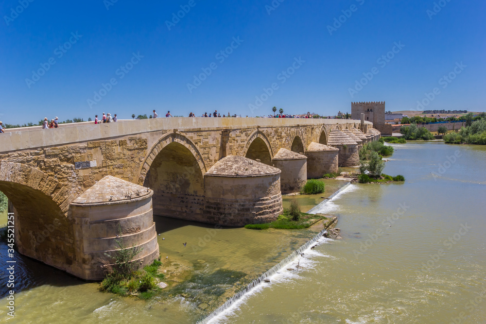 Roman bridge and city gate in Cordoba, Spain